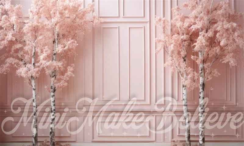Kate Hiver Noël Rose Bouleaux chics Toile de fond conçue par Mini MakeBelieve - Kate Backdrop FR