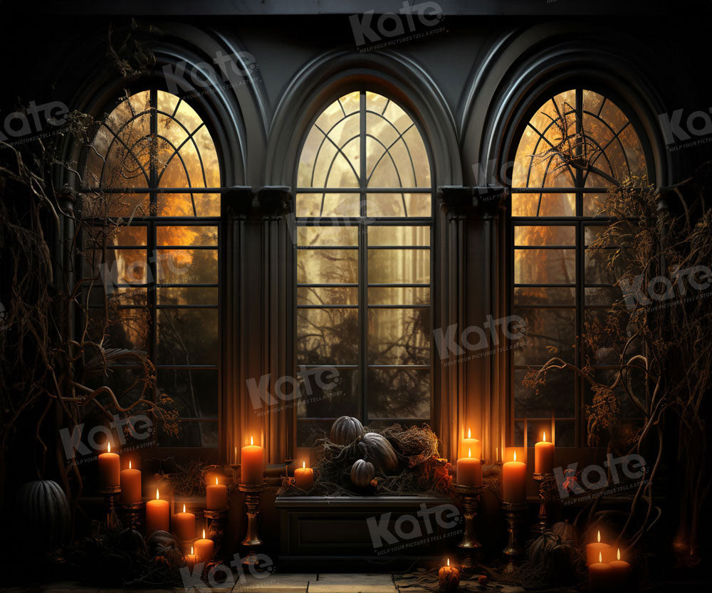 Kate Halloween Fenêtre Nuit Bougie Toile de fond pour la photographie - Kate Backdrop FR