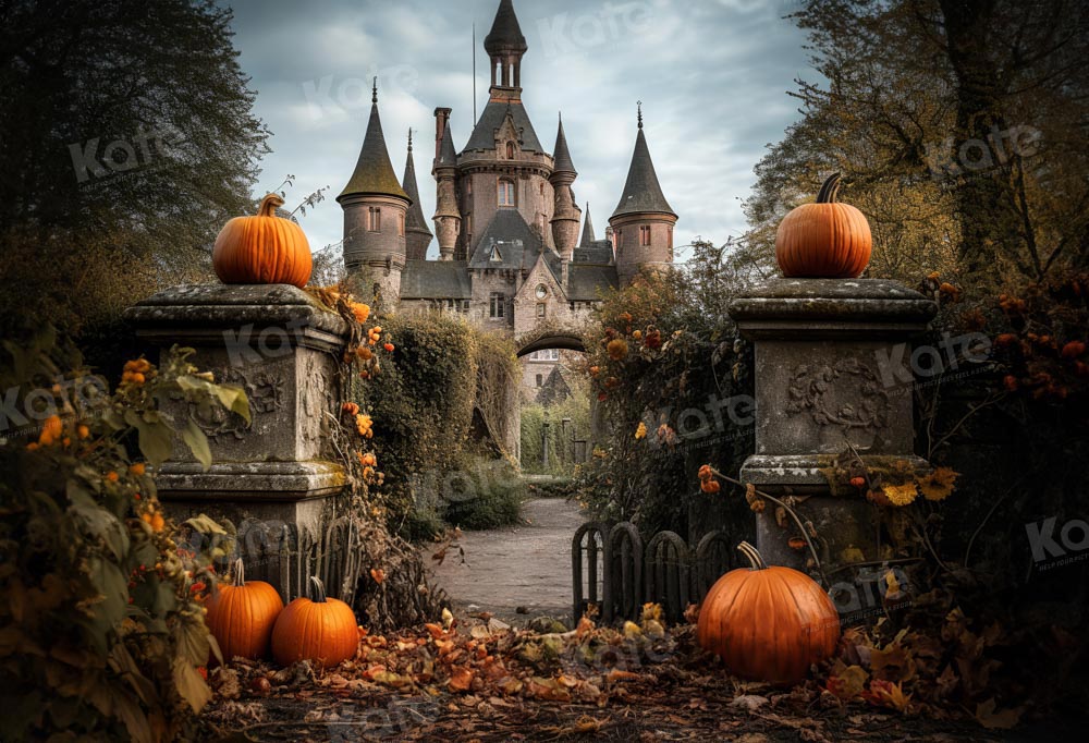 Kate Automne Château Citrouilles Toile de fond pour la photographie