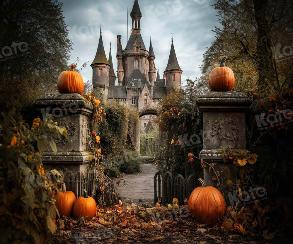 Kate Automne Château Citrouilles Toile de fond pour la photographie