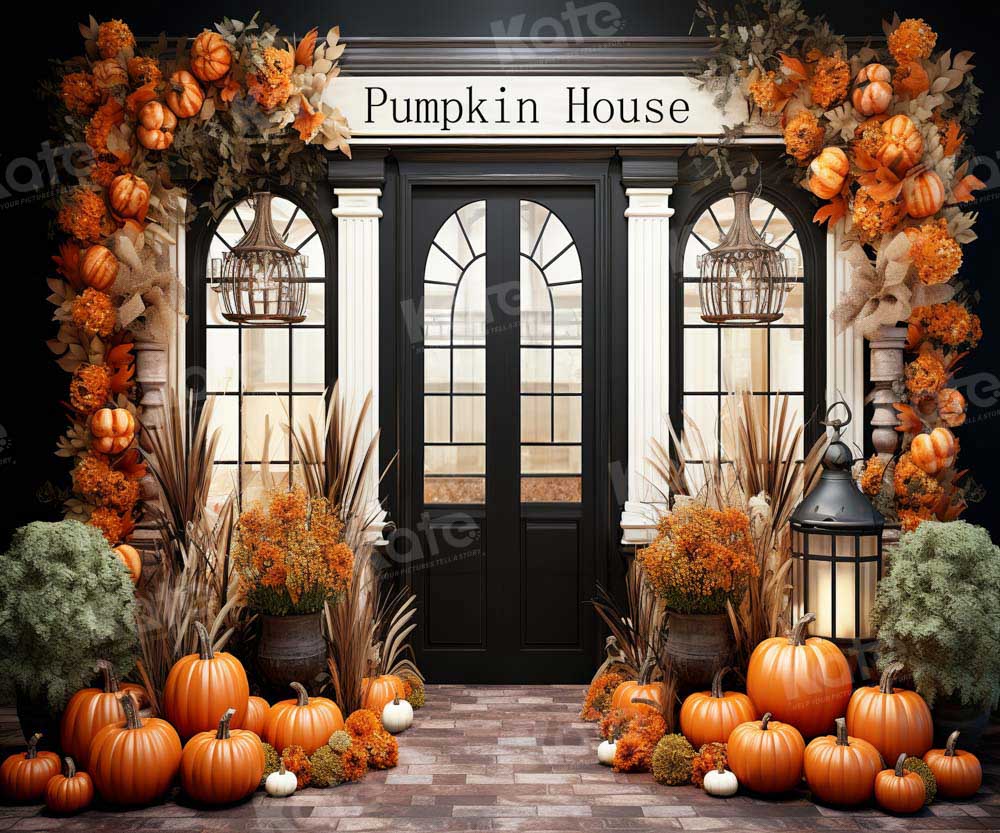Kate Automne Maison de Citrouille Porte Toile de fond pour la photographie - Kate Backdrop FR