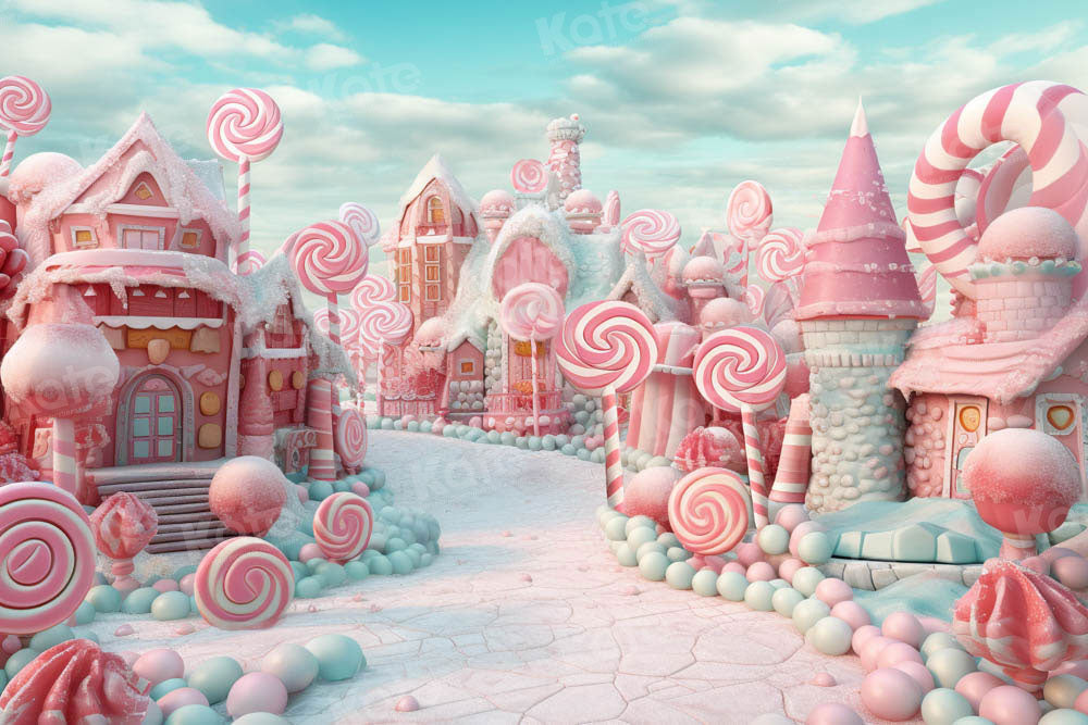Kate Noël Rose Ville de Bonbons Toile de fond conçue par Chain Photographie - Kate Backdrop FR