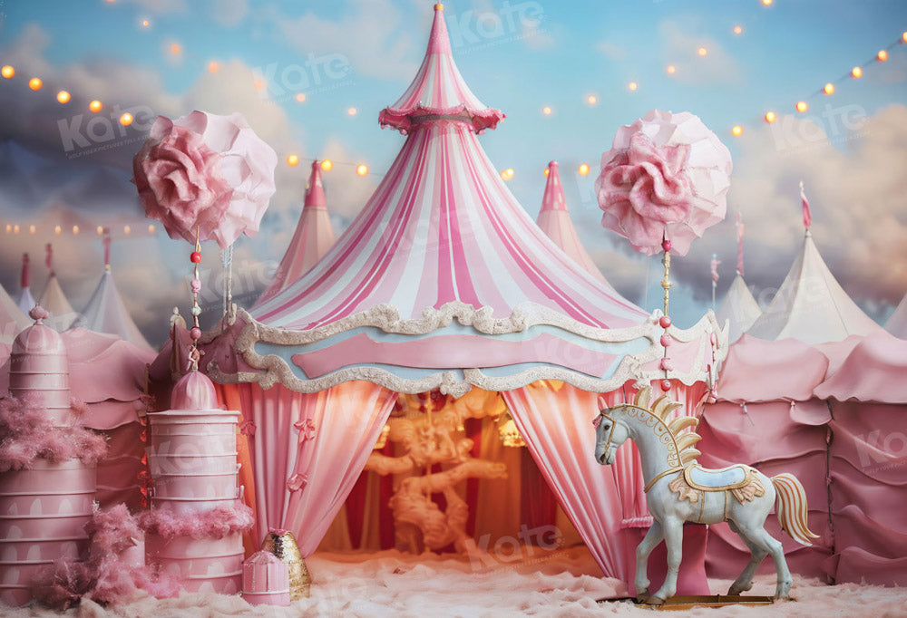 Kate Fantaisie Rose Licorne Cirque Toile de fond pour la photographie - Kate Backdrop FR