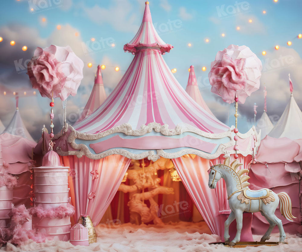 Kate Fantaisie Rose Licorne Cirque Toile de fond pour la photographie - Kate Backdrop FR