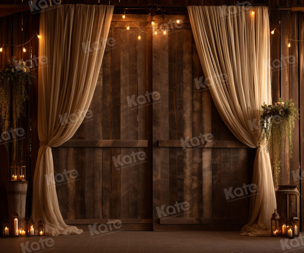 Kate Rétro Rideau beige Bois marron Mariage Toile de fond pour la photographie - Kate Backdrop FR
