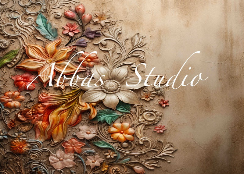 Kate Bohème Mur floral Beige Toile de fond conçue par Abbas Studio - Kate Backdrop FR