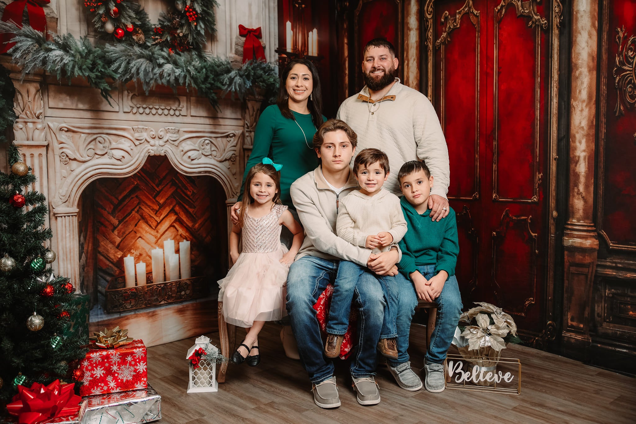 Kate Noël Victorien Mur Rouge Cheminée Ensemble de chambre (8pix8pi&10pix8pi&8pix10pi) - Kate Backdrop FR