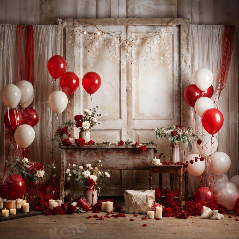 Kate Saint Valentin Beige Ballons Intérieur Toile de fond conçue par Emetselch - Kate Backdrop FR