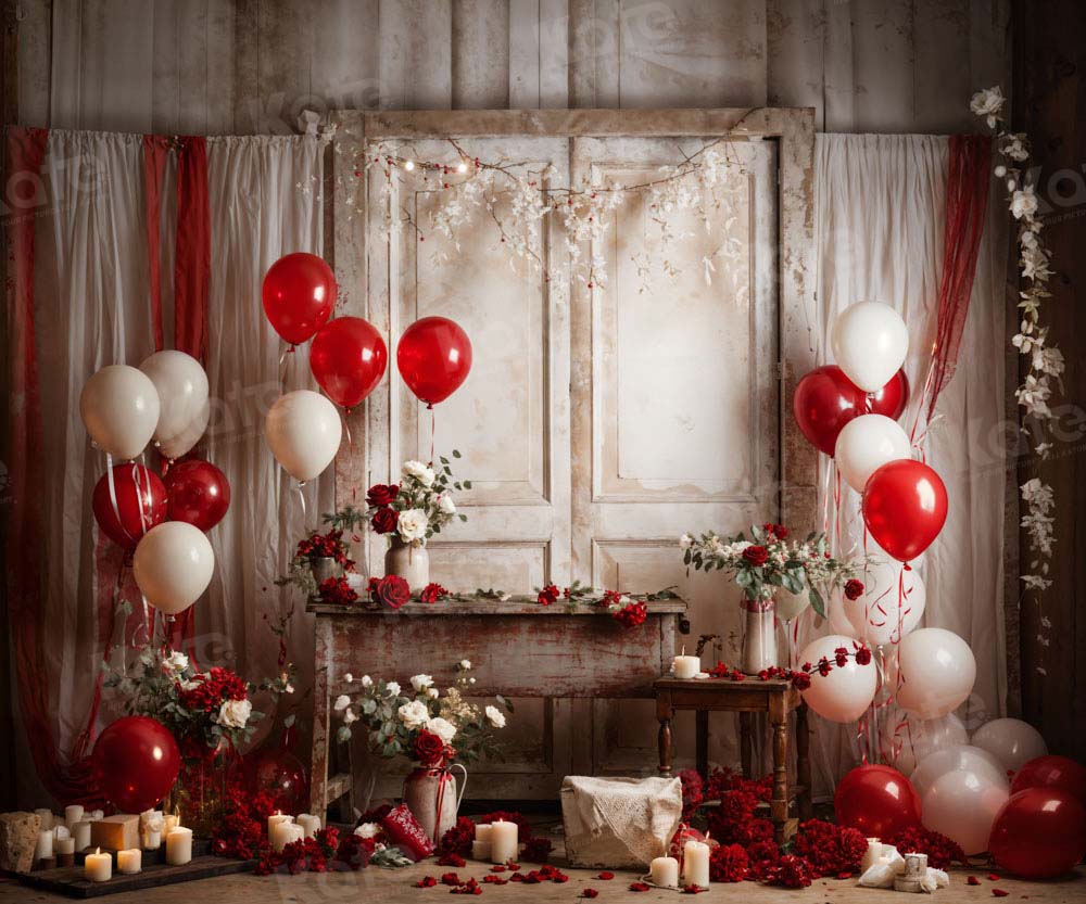 Kate Saint Valentin Beige Ballons Intérieur Toile de fond conçue par Emetselch - Kate Backdrop FR