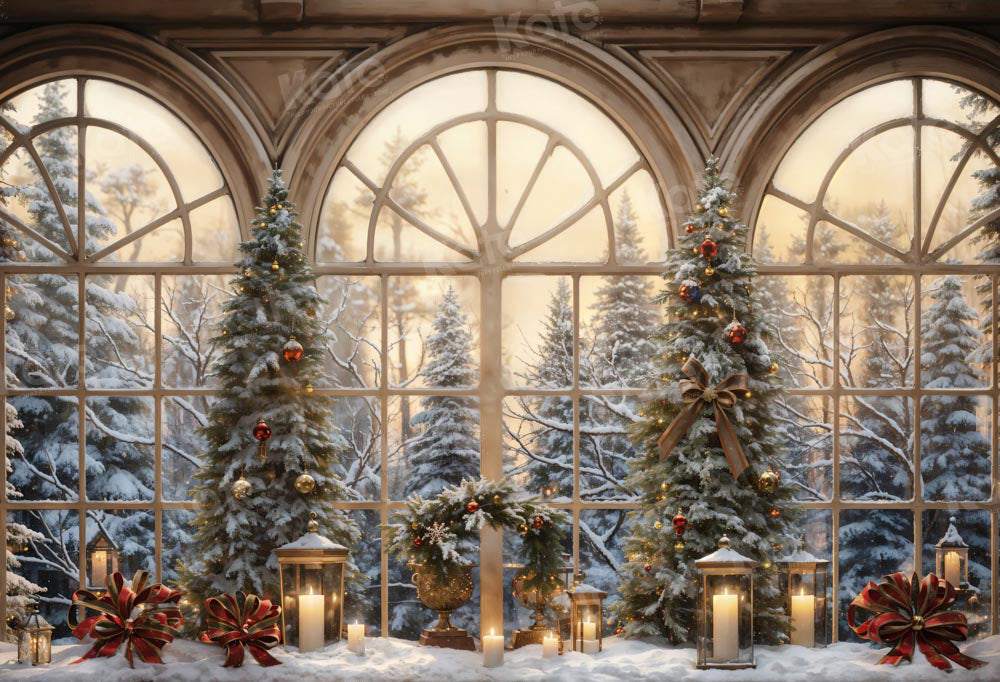 Kate Hiver Noël Fenêtre Arbres Toile de fond conçue par Chain Photographie - Kate Backdrop FR