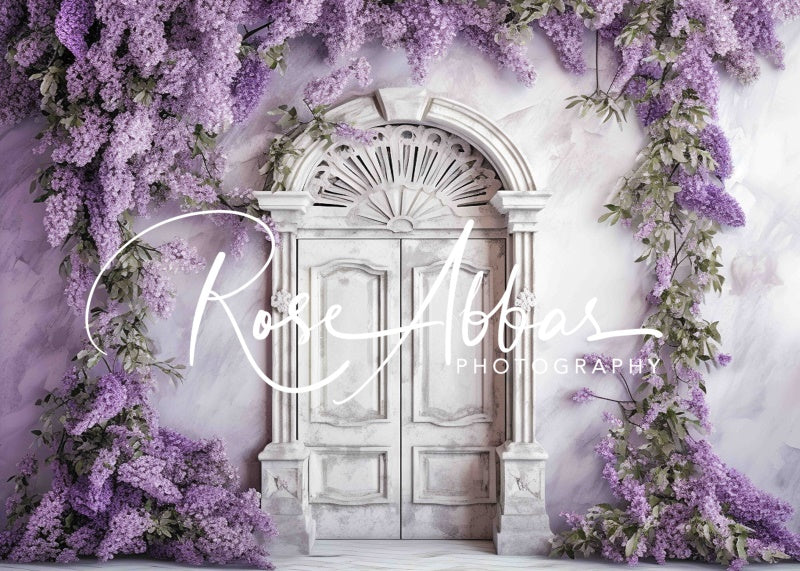 Kate Porte antique Fleurs violettes Toile de fond conçue par Rose Abbas - Kate Backdrop FR