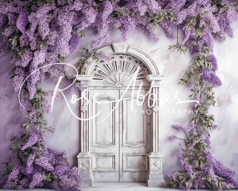 Kate Porte antique Fleurs violettes Toile de fond conçue par Rose Abbas - Kate Backdrop FR