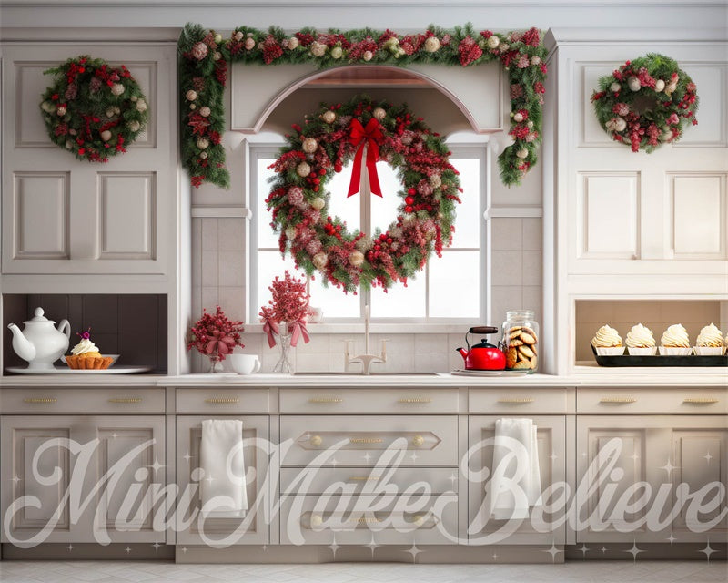 Kate Cuisine Arc Fenêtre Gâteau Biscuits Noël Toile de fond conçue par Mini MakeBelieve - Kate Backdrop FR