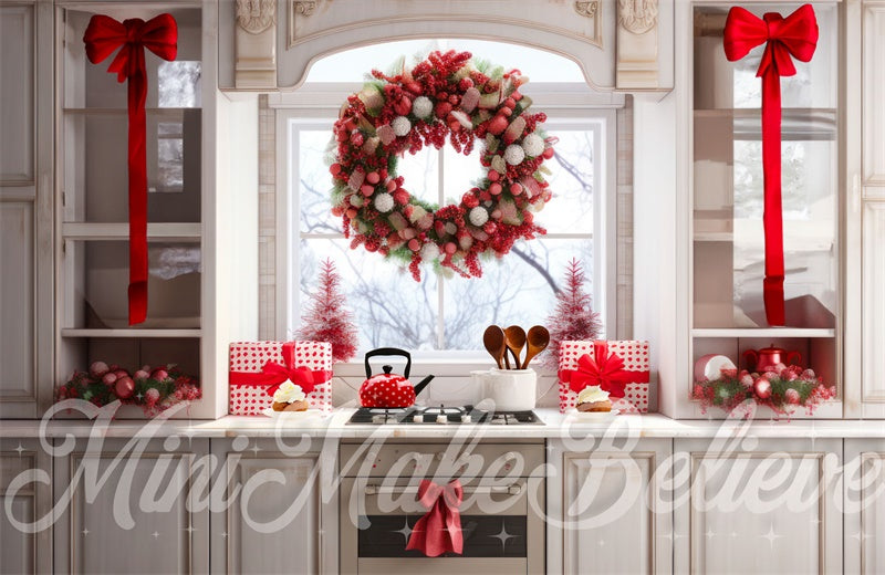 Kate Cuisine Grande couronne au milieu Noël Toile de fond conçue par Mini MakeBelieve