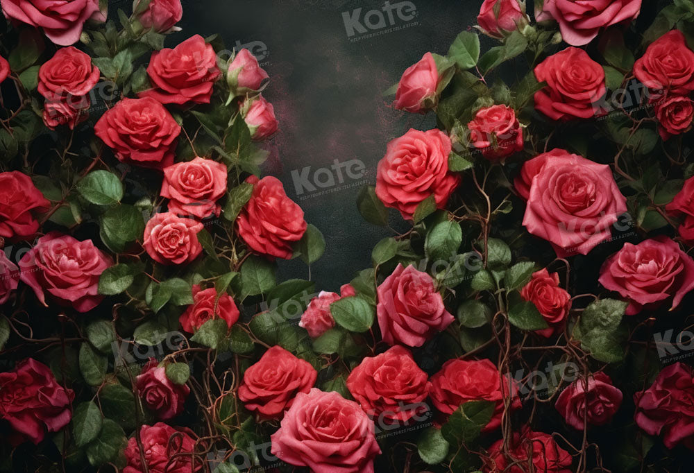 Kate Saint Valentin Roses rouges Toile de fond conçue par Chain Photographie - Kate Backdrop FR