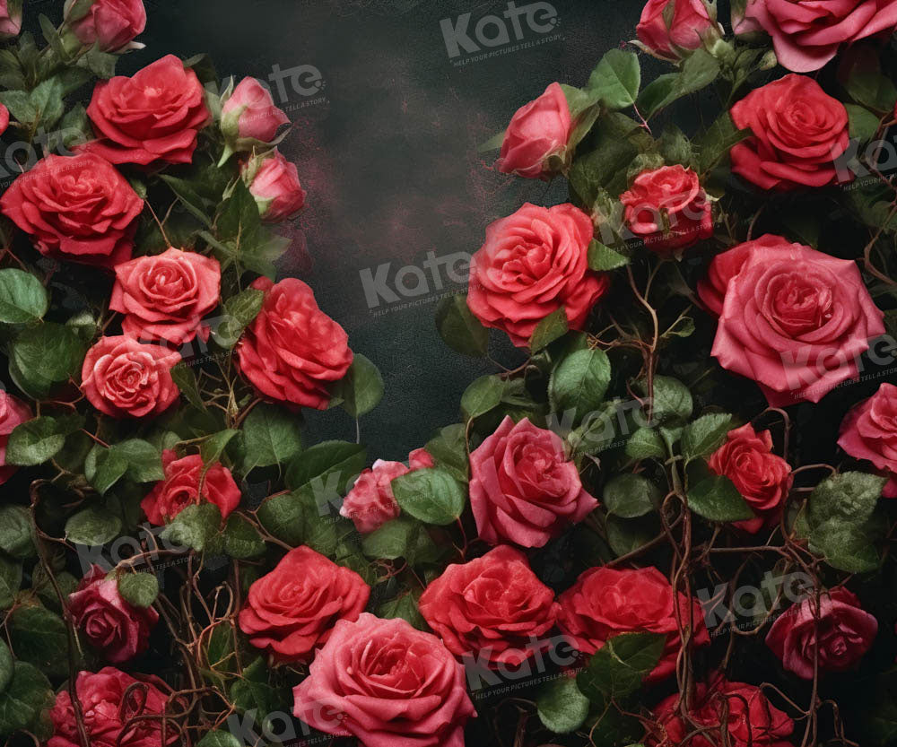 Kate Saint Valentin Roses rouges Toile de fond conçue par Chain Photographie - Kate Backdrop FR