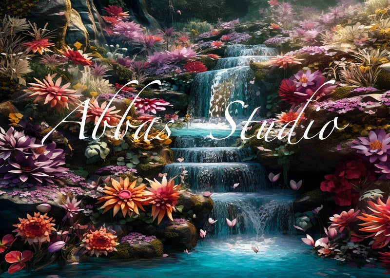 Kate Chute d'eau Fleurs Printemps Toile de fond conçue par Abbas Studio