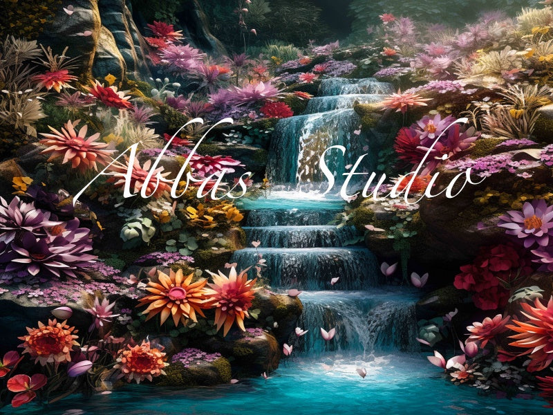 Kate Chute d'eau Fleurs Printemps Toile de fond conçue par Abbas Studio