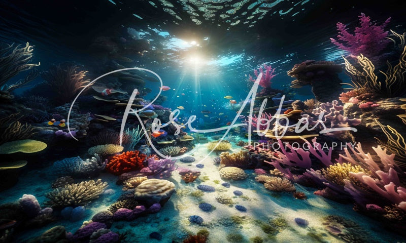 Kate Sous la Mer Sirène Plante Toile de fond conçue par Rose Abbas - Kate Backdrop FR