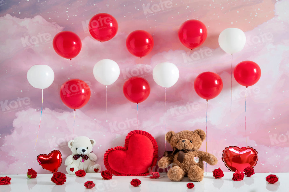 Kate Saint Valentin Ours en peluche Ballons Toile de fond conçue par Emetselch - Kate Backdrop FR