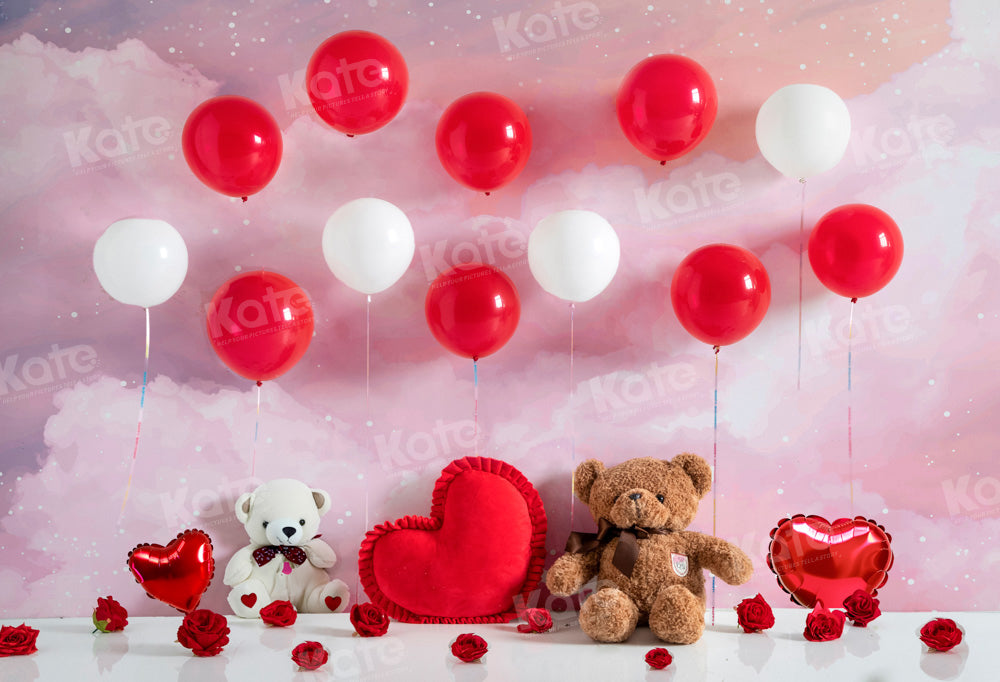 Kate Saint Valentin Ours en peluche Ballons Toile de fond conçue par Emetselch - Kate Backdrop FR