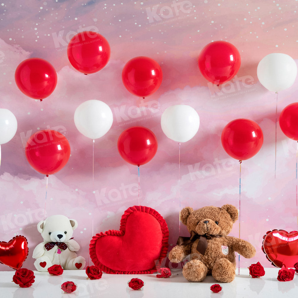 Kate Saint Valentin Ours en peluche Ballons Toile de fond conçue par Emetselch - Kate Backdrop FR