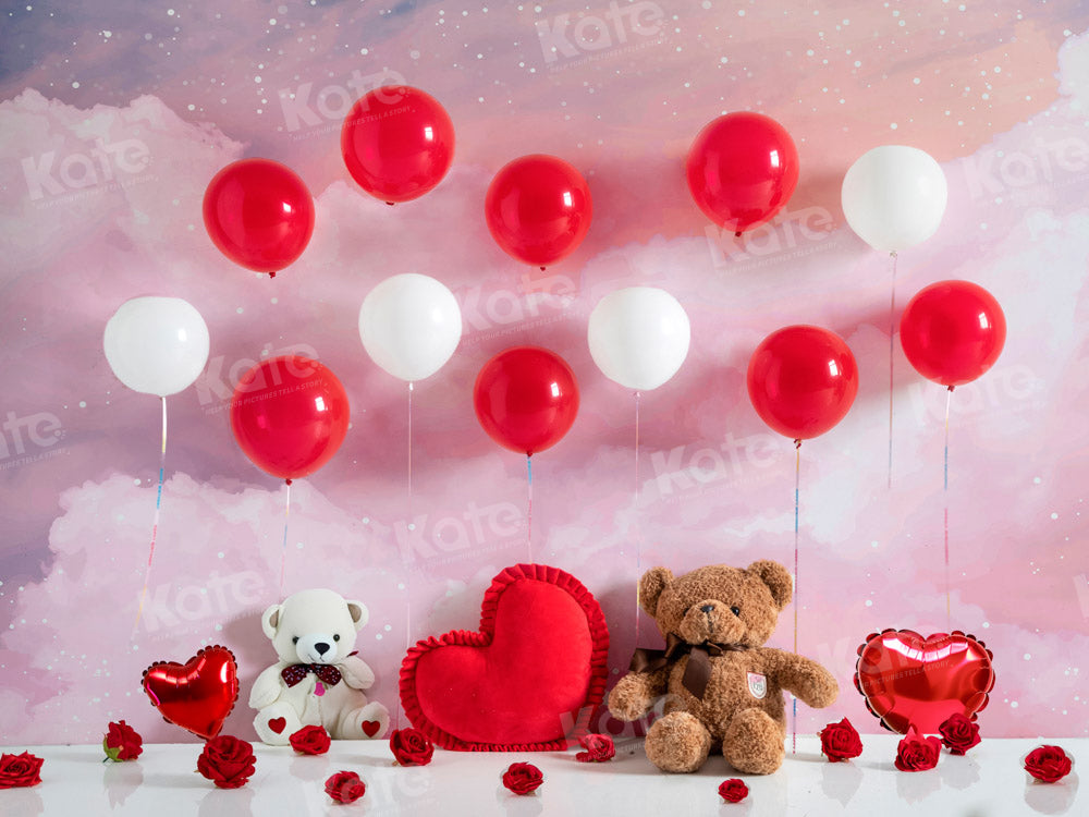 Kate Saint Valentin Ours en peluche Ballons Toile de fond conçue par Emetselch - Kate Backdrop FR