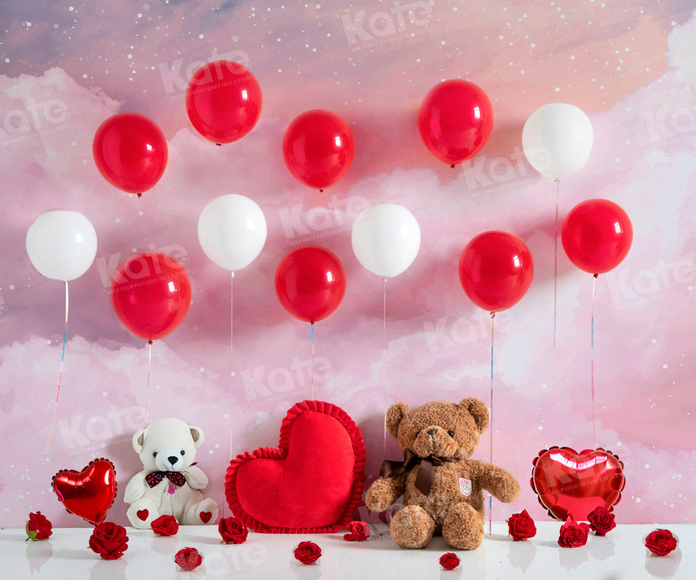 Kate Saint Valentin Ours en peluche Ballons Toile de fond conçue par Emetselch - Kate Backdrop FR