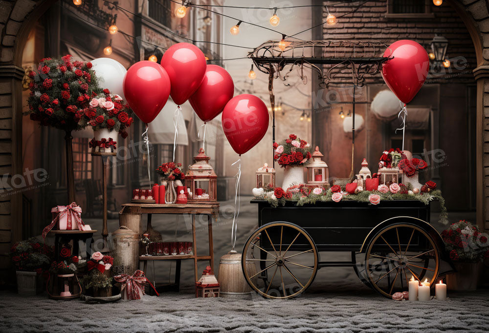 Kate Saint Valentin Rue Rétro Ballon Chariot Toile de fond conçue par Emetselch
