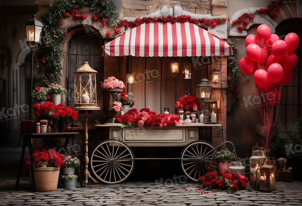 Kate Saint Valentin Roses Boutique Rue Toile de fond conçue par Emetselch - Kate Backdrop FR