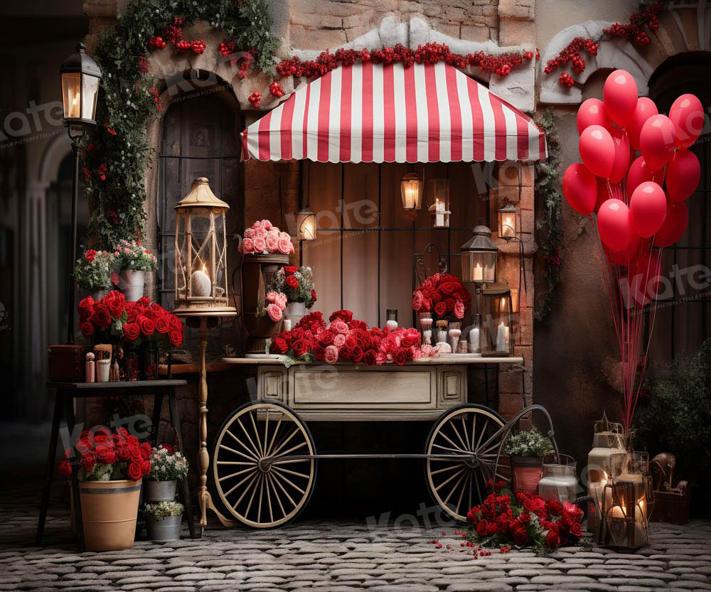 Kate Saint Valentin Roses Boutique Rue Toile de fond conçue par Emetselch - Kate Backdrop FR