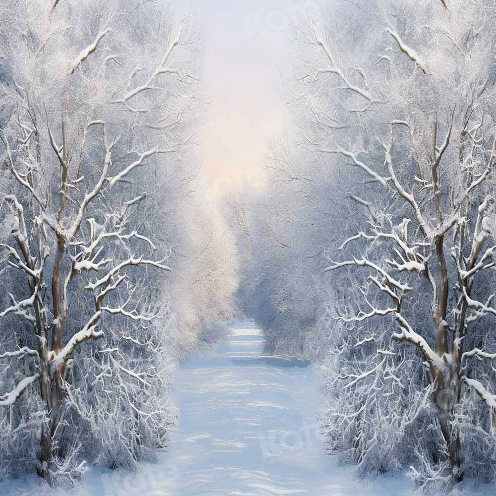 Kate Hiver Arbres Givré Blanc Toile de fond conçue par GQ - Kate Backdrop FR