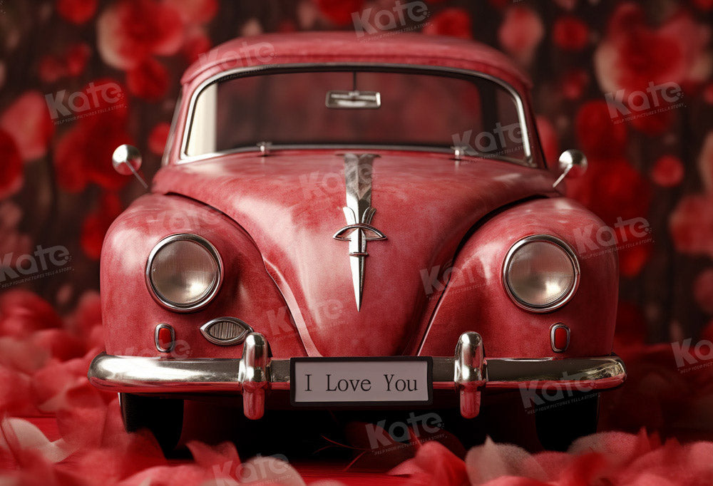 Kate Saint Valentin Voiture Rouge Toile de fond conçue par Chain Photographie - Kate Backdrop FR
