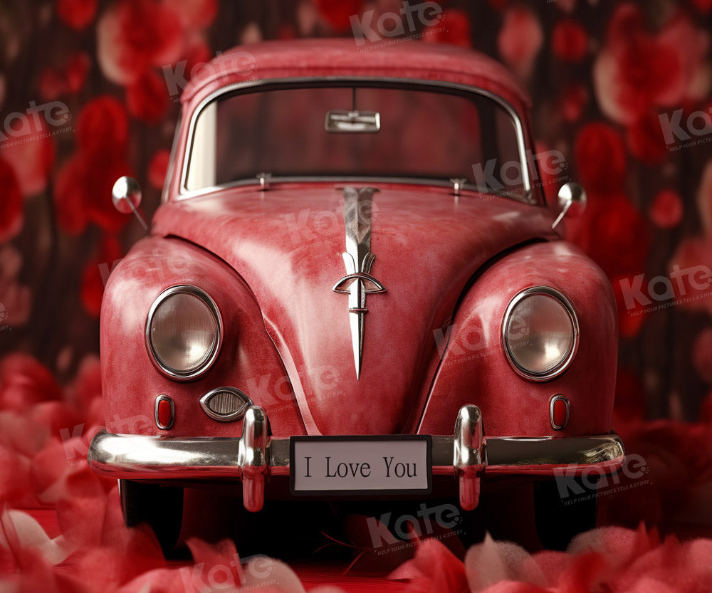Kate Saint Valentin Voiture Rouge Toile de fond conçue par Chain Photographie - Kate Backdrop FR
