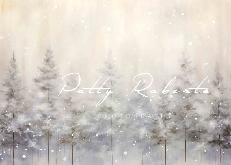 Kate Hiver Neige Arbres Bokeh Toile de fond conçue par Patty Robert - Kate Backdrop FR