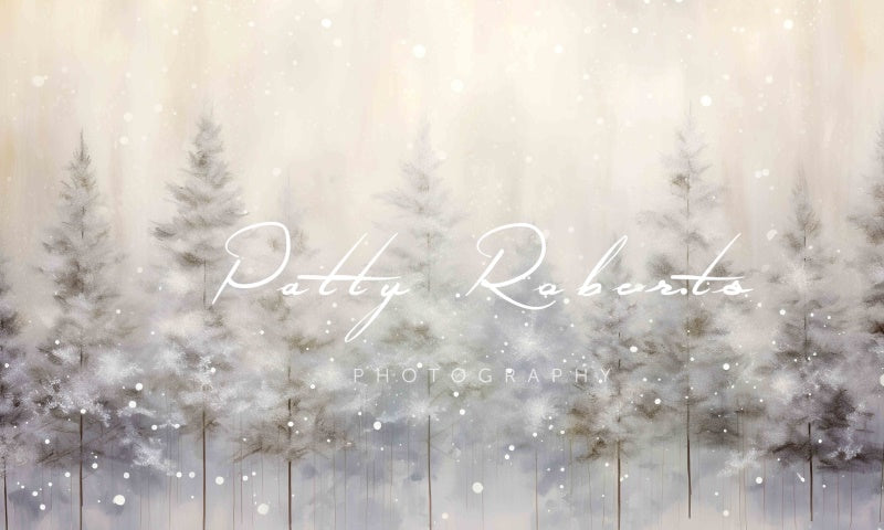Kate Hiver Neige Arbres Bokeh Toile de fond conçue par Patty Robert - Kate Backdrop FR