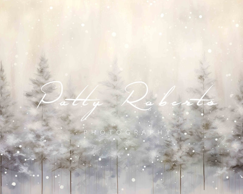 Kate Hiver Neige Arbres Bokeh Toile de fond conçue par Patty Robert - Kate Backdrop FR