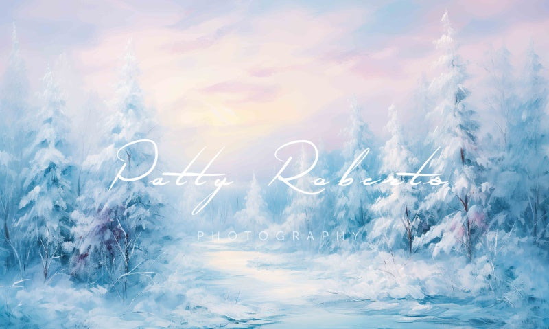 Kate Hiver Arbres enneigés Blanc Toile de fond conçue par Patty Robert - Kate Backdrop FR