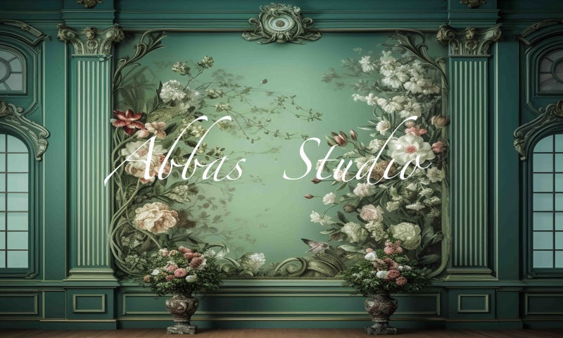 Kate Victorien Mur Vert Vintage Toile de fond conçue par Abbas Studio - Kate Backdrop FR
