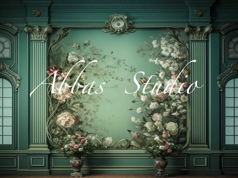 Kate Victorien Mur Vert Vintage Toile de fond conçue par Abbas Studio - Kate Backdrop FR