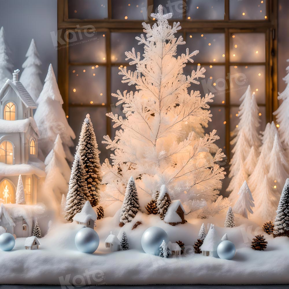 Kate Hiver Neige Modèle de maison Blanc Toile de fond pour la photographie - Kate Backdrop FR