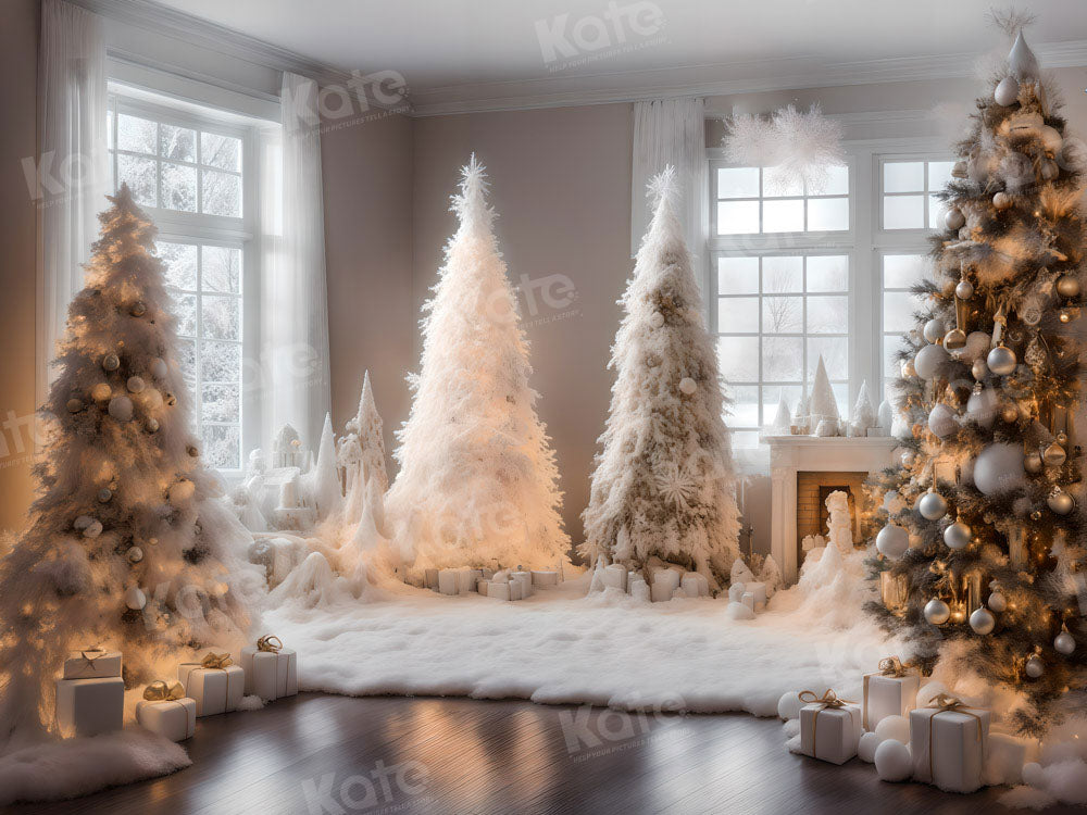 Kate Hiver Chambre Sapin de Noël Blanc Toile de fond pour la photographie - Kate Backdrop FR