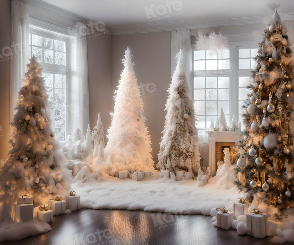 Kate Hiver Chambre Sapin de Noël Blanc Toile de fond pour la photographie - Kate Backdrop FR