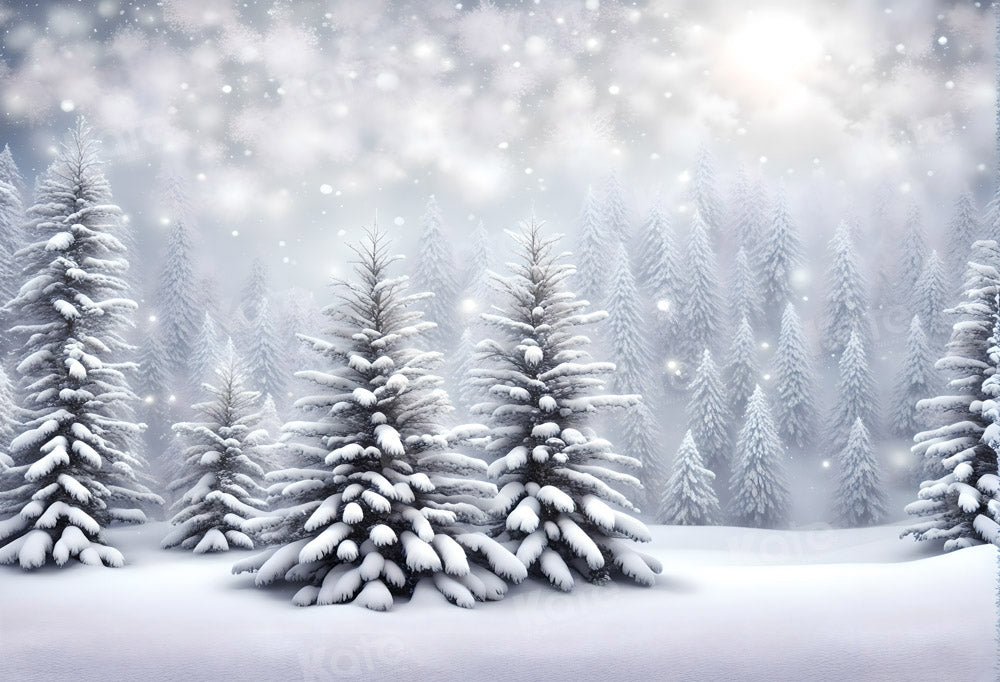 Kate Hiver Neige Arbres Blanc Bokeh Toile de fond pour la photographie - Kate Backdrop FR