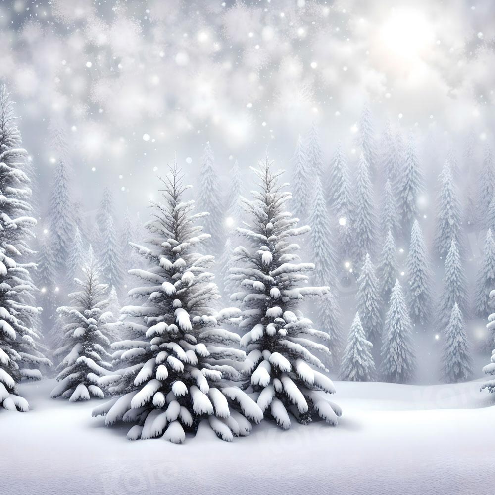 Kate Hiver Neige Arbres Blanc Bokeh Toile de fond pour la photographie - Kate Backdrop FR