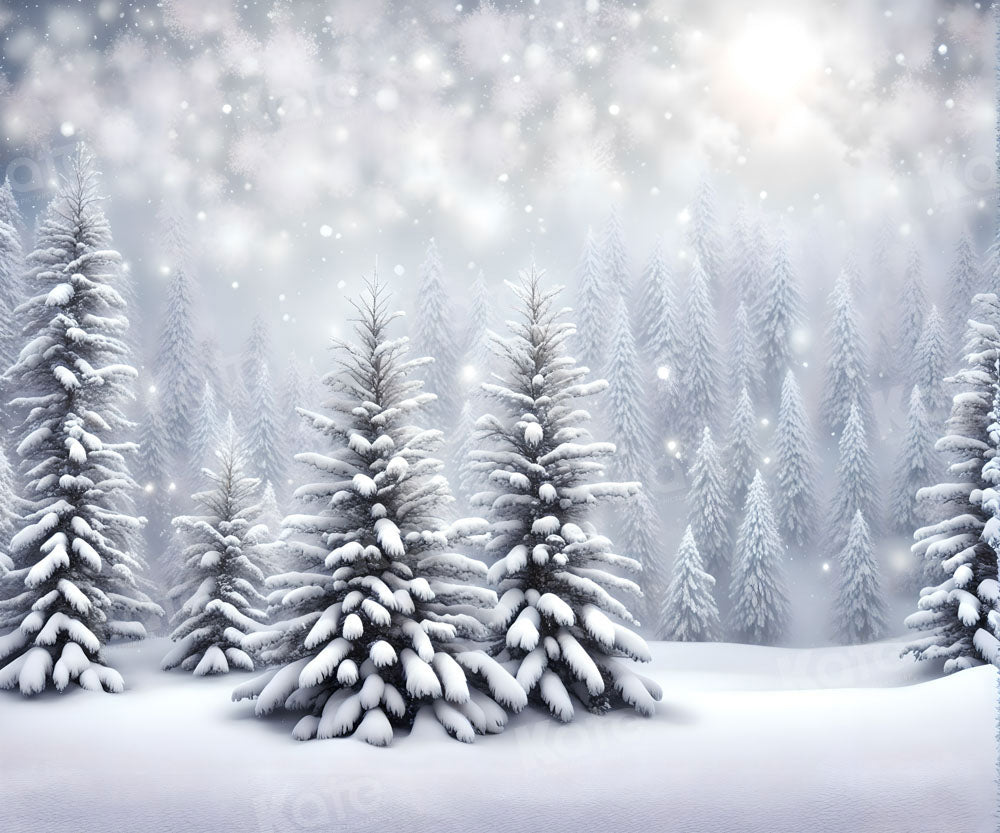 Kate Hiver Neige Arbres Blanc Bokeh Toile de fond pour la photographie - Kate Backdrop FR