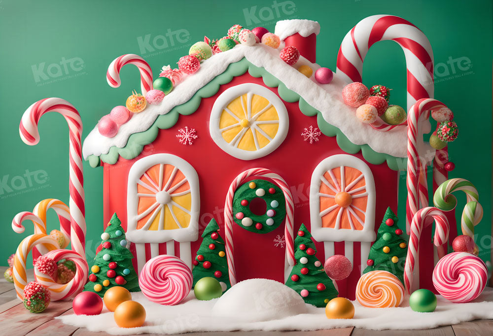 Kate Maison de Bonbons Coloré Enfant Noël Toile de fond pour la photographie