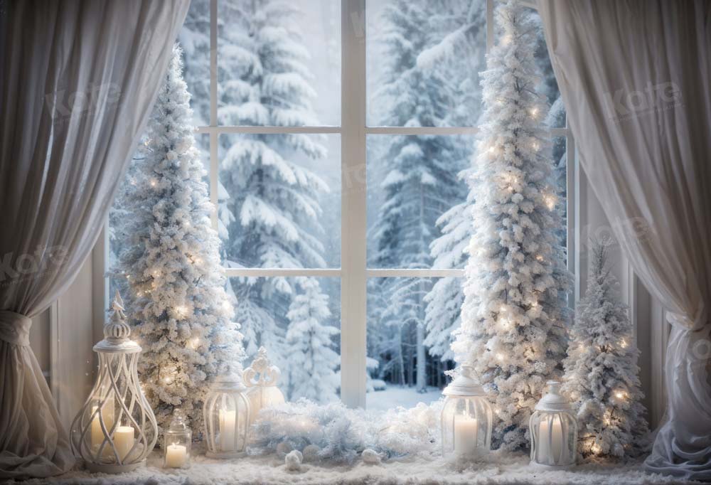 Kate Hiver Sapin de Noël Fenêtre Lumière Toile de fond conçue par Emetselch