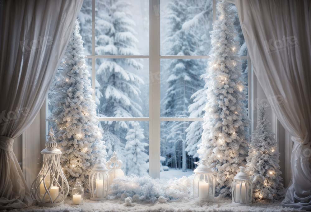 Kate Hiver Sapin de Noël Fenêtre Lumière Toile de fond conçue par Emetselch - Kate Backdrop FR