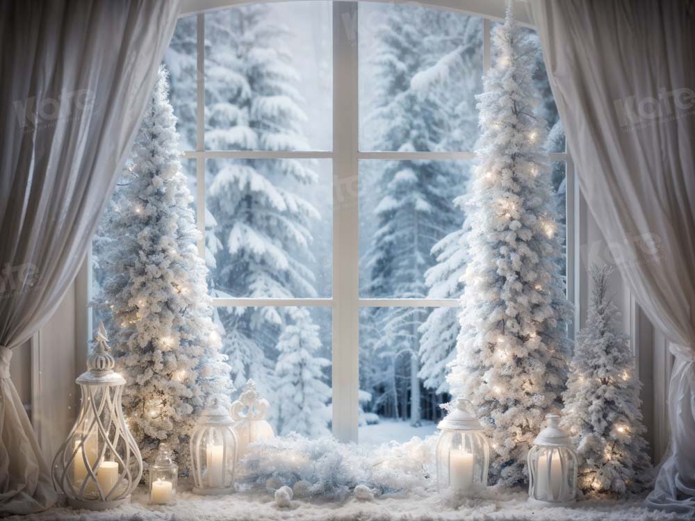 Offres Éclair Kate Hiver Sapin de Noël Fenêtre Lumière Toile de fond en Laine conçue par Emetselch - Kate Backdrop FR